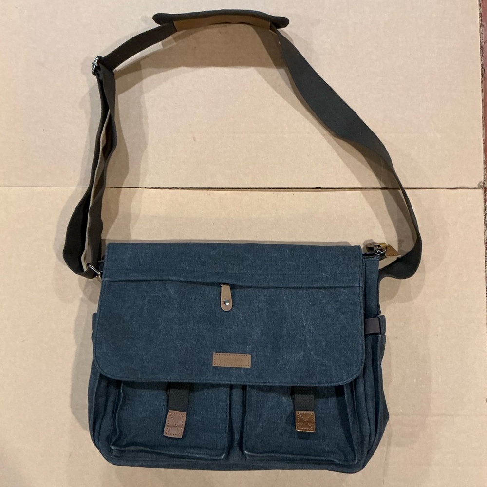Classic Dark Gray Canvas Messenger Bag